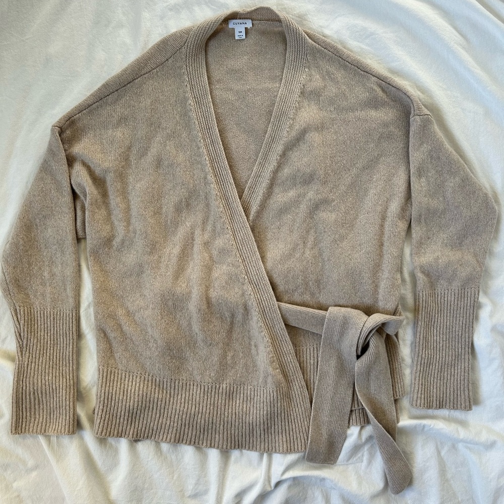 Cuyana Tan Wrap Sweater